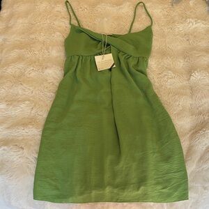 Green Spaghetti Strap Twist Front Dress